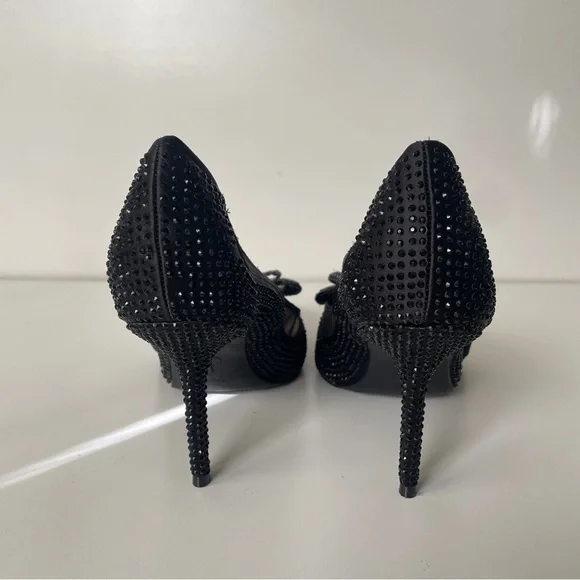 Jessica Simpson Ranika Black Studded Bow High Heels Size 9.5M Party Elegant - Picture 3 of 5